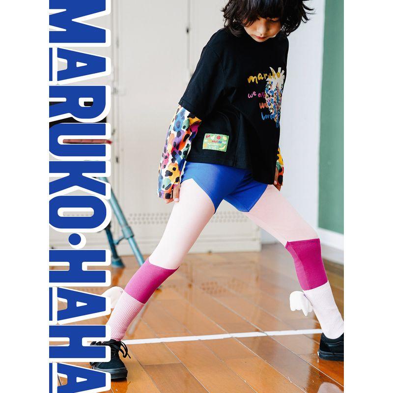 Toothpick Maru Maru and His Friends' Three-Color Patchwork Leggings, New Spring Style for Girls, Can Be Worn Outside as Yoga Pants