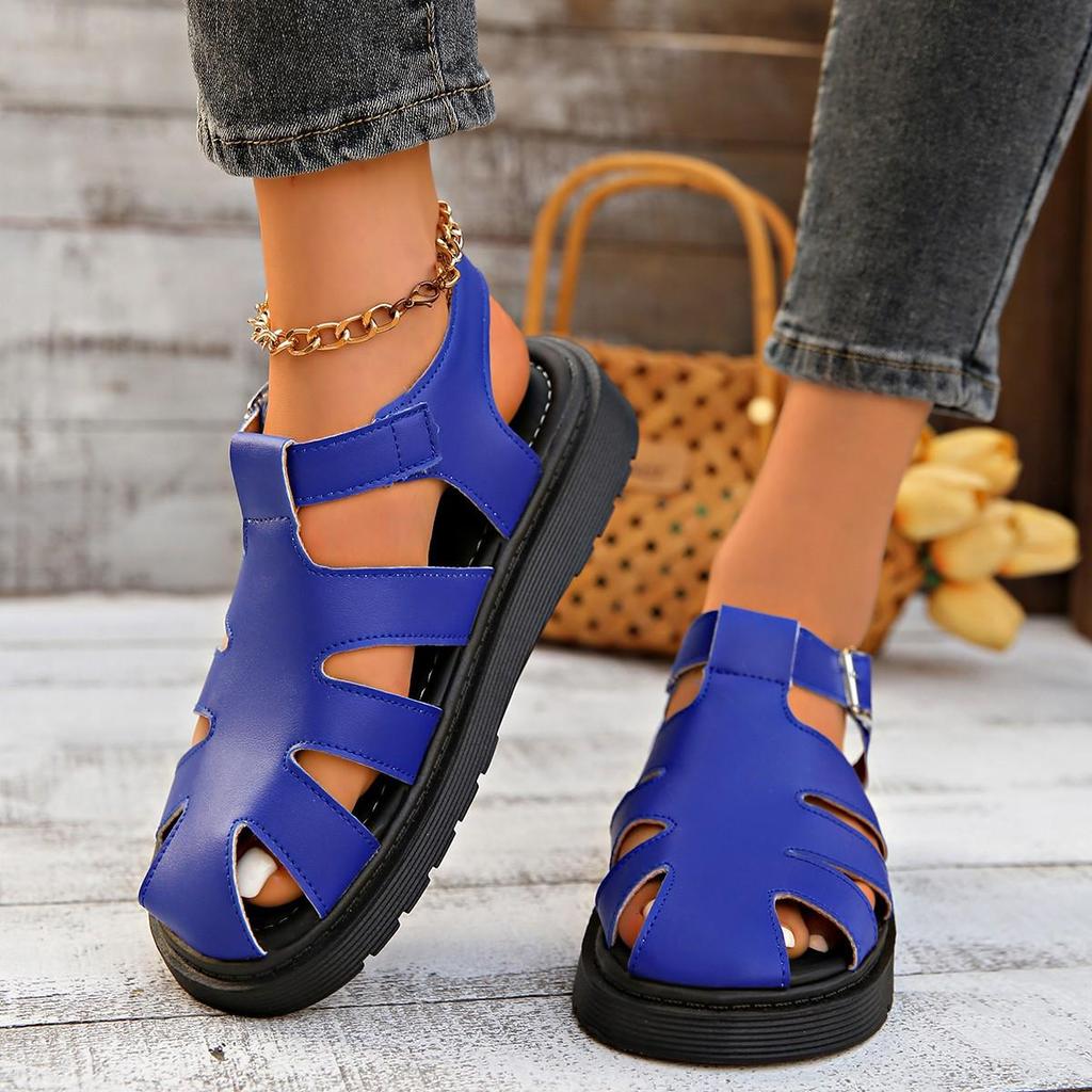 2026 Summer Plus Size Women's Buckle Thick Sole Comfortable Hollow Casual Sandals