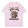 Retro Rage Consumes Me Cat Funny Tee Women Cat Top Round Neck Short Sleeve Cool Tee Shirt Streetwear Breathable Soft Casual Tee