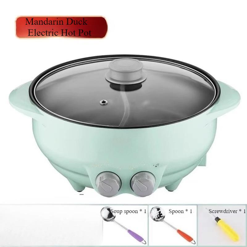 

220V Multi-function Double-flavor Hot Pot Electric Hot Pot Household Integrated Pot Anti Dry Burning 220V світло-зелений колір
