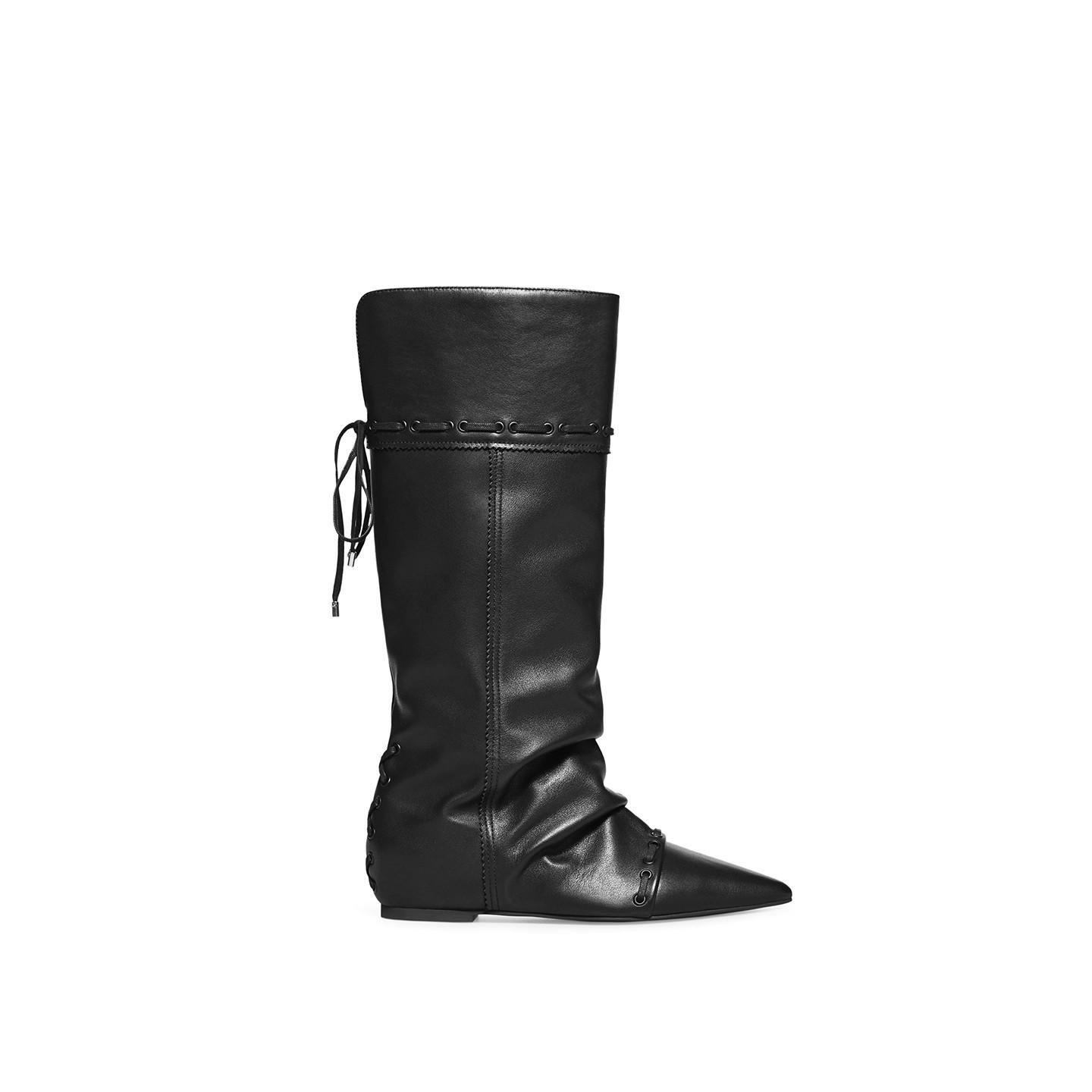 

Super Soft Lambskin~ Stacking Folded Knight Boots Women s 2025 New Folding Two Wear Western Cowboy Boots Long Boots 35