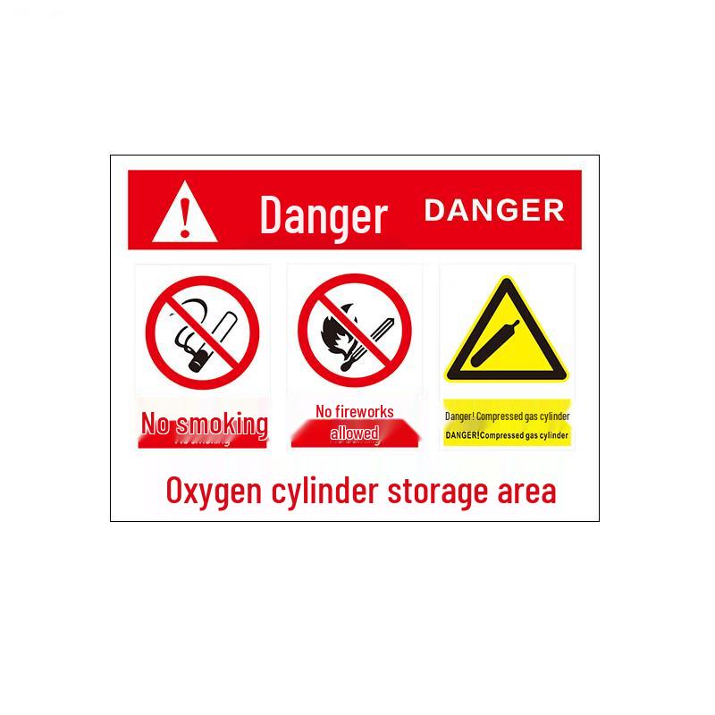 An Yi PVC Oxygen Cylinder Storage Safety Sign 30x40cm