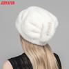 JERYAFUR Women Winter Faux Fur Hat, Elegant Beaded Decor Warm Luxury Ladies Snow Hat for Cold Weather