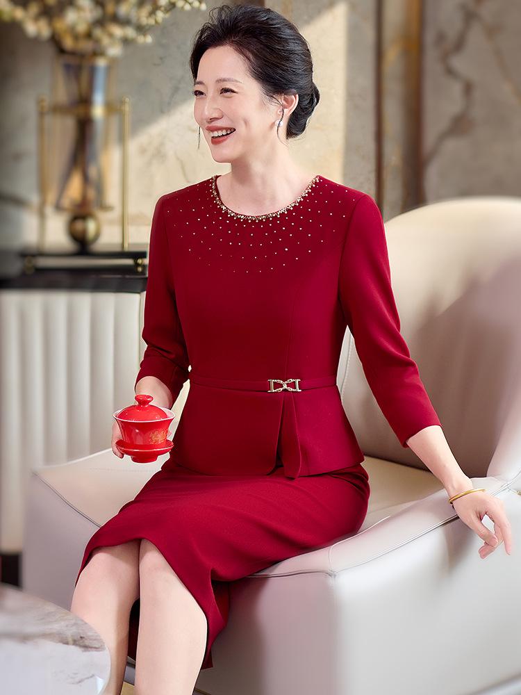 2026 Spring Wedding Stylish Mother-In-Law Dress: High-End Formal Fashion for Middle-Aged Women