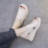 European and American Muffin Thick-soled Wedge Heel PU Sole Light Sandals Women's Outer Wear One-word Buckle Beach Cool Slippers
