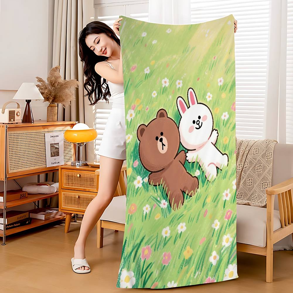 L-LINE ANIMATION FRIENDS Microfiber Printed Beach Towel Mountain Climbing Yoga Beach Swimming Running Absorbent Soft Towel