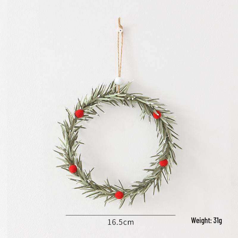 Red Berry Pine Wreath Decoration with Small Christmas Tree for Home Display