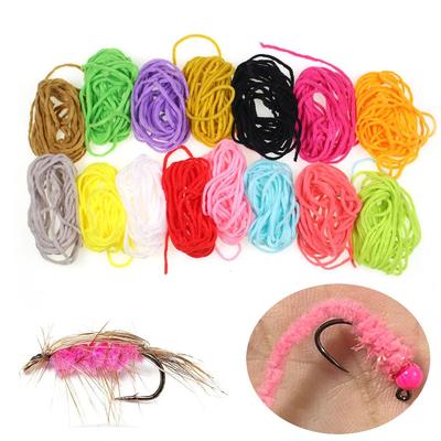 Lot de 3 m de matériel de montage de mouches en chenille Micro Mop Woolly Bugger Streamer Saltwater Caddis Nymph Mop Flies Trout Crappie Jig Lure