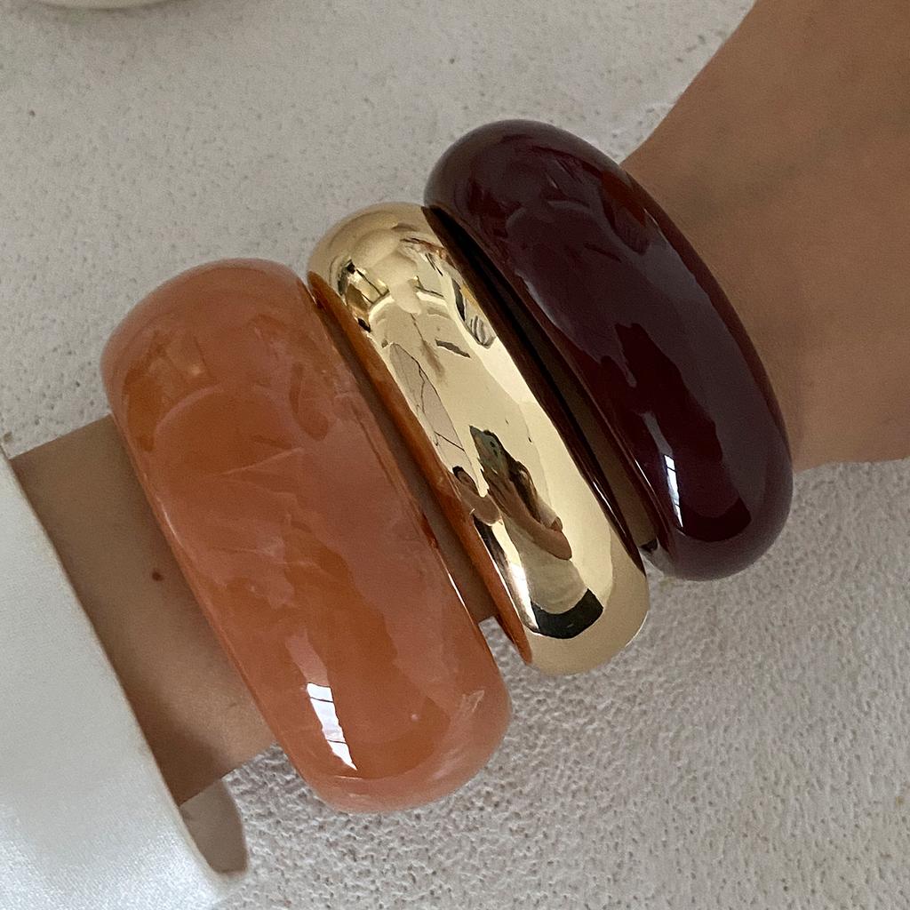Ingemark 2026 Trendy Irregular Thick Resin Bangle Bracelets for Women Vintage Unique Wide Cuff Bracelet Party Beach Jewelry