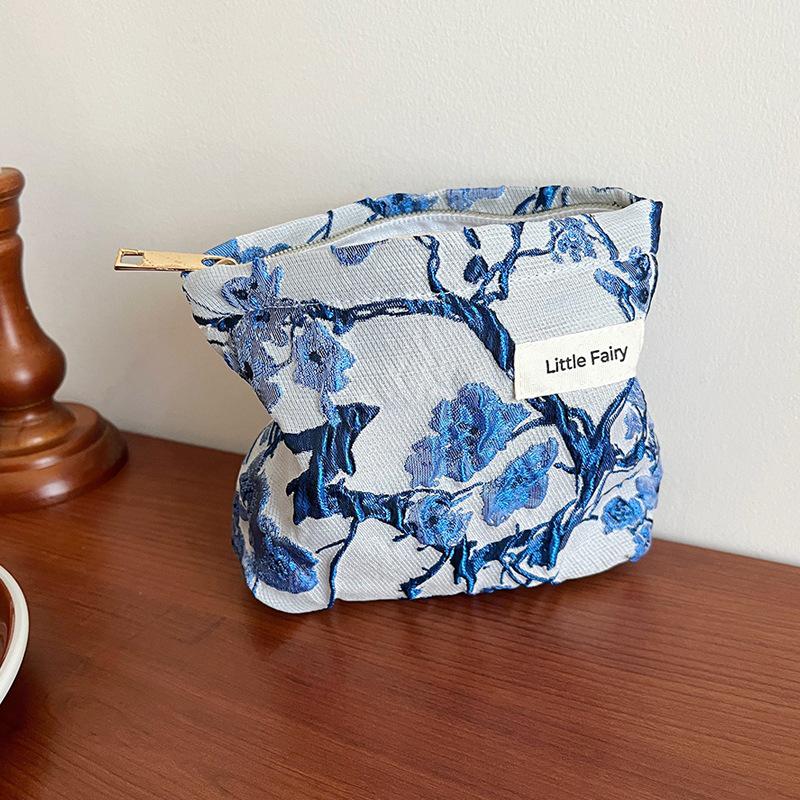 Pink Floral Makeup Bag: Women's Portable, Large Capacity, Small Size Travel Toiletry and Skincare Storage Bag