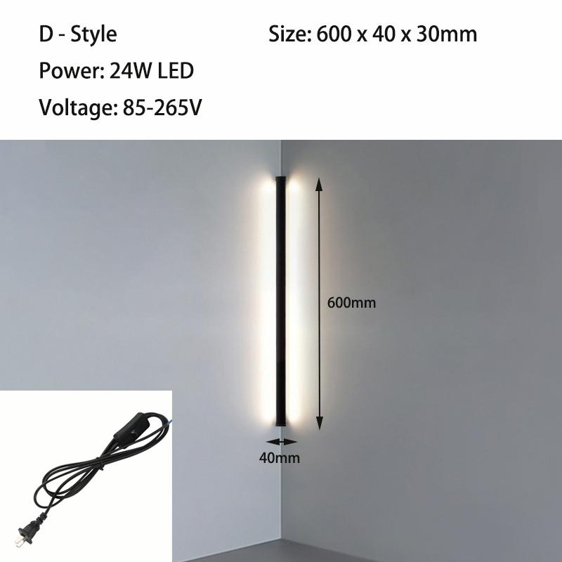 Modern Indoors LED Wall Lamp Bedroom Living Room Background Corner Sconce Atmosphere Lamp Nordic LED Long Bedside Wall Light