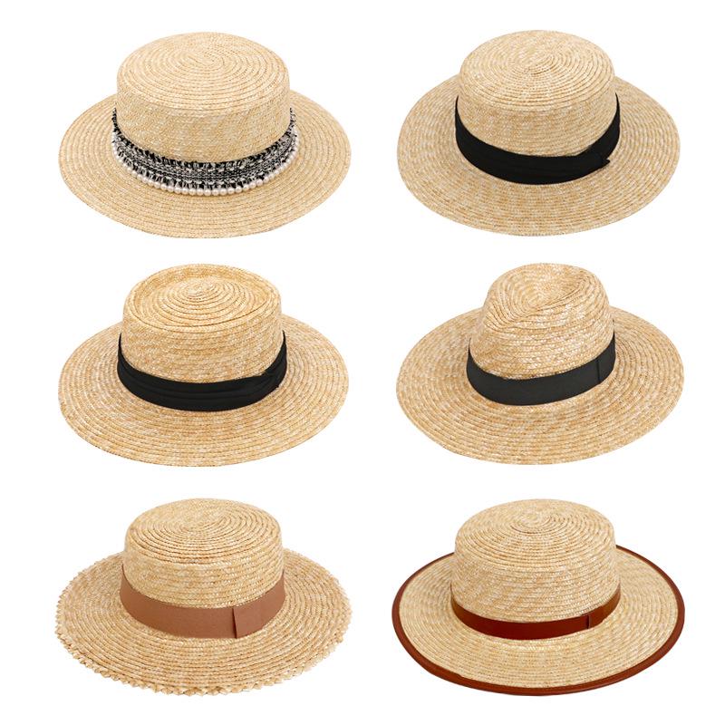 

Women s Summer Wheat Straw Braided Fedora Hat for Beach Vacation Adjustable (55-60cm)