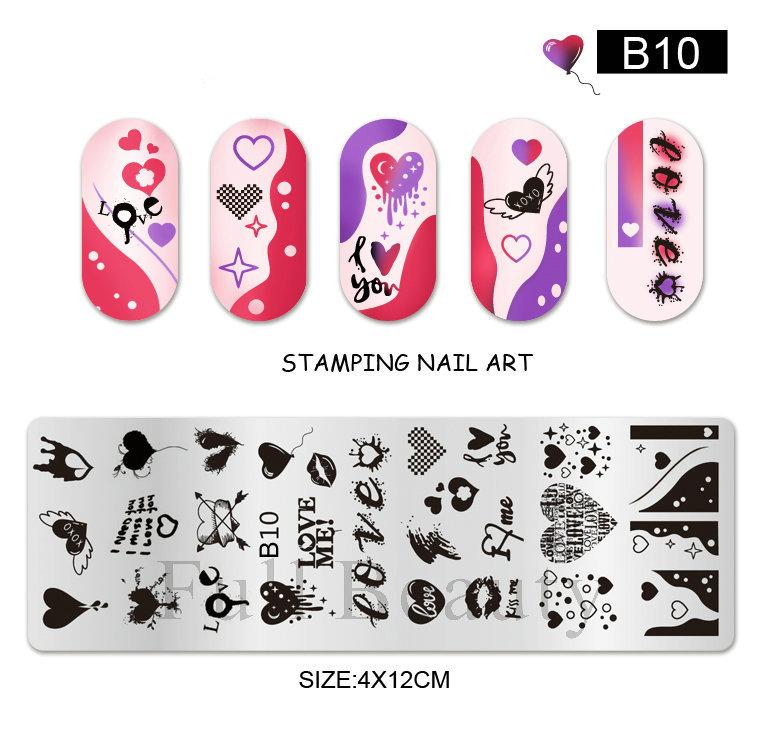 Nail Art Printing Small Long Steel Plate Valentine's Day Love DIY Painted Printing Stainless Steel Nail Printing Plate