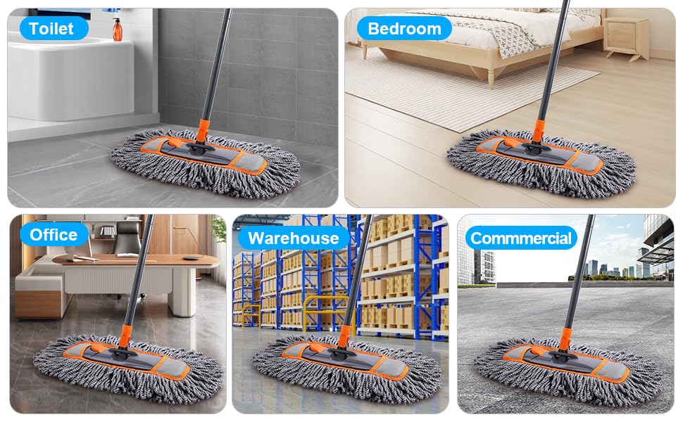 CLEANHOME Floor For Dry and Wet 360 Degree Extendable For Wiping and Cleaning No Cotton Cloth Mop, Mop, Flooring, Rotation, 113-141cm, Floors,