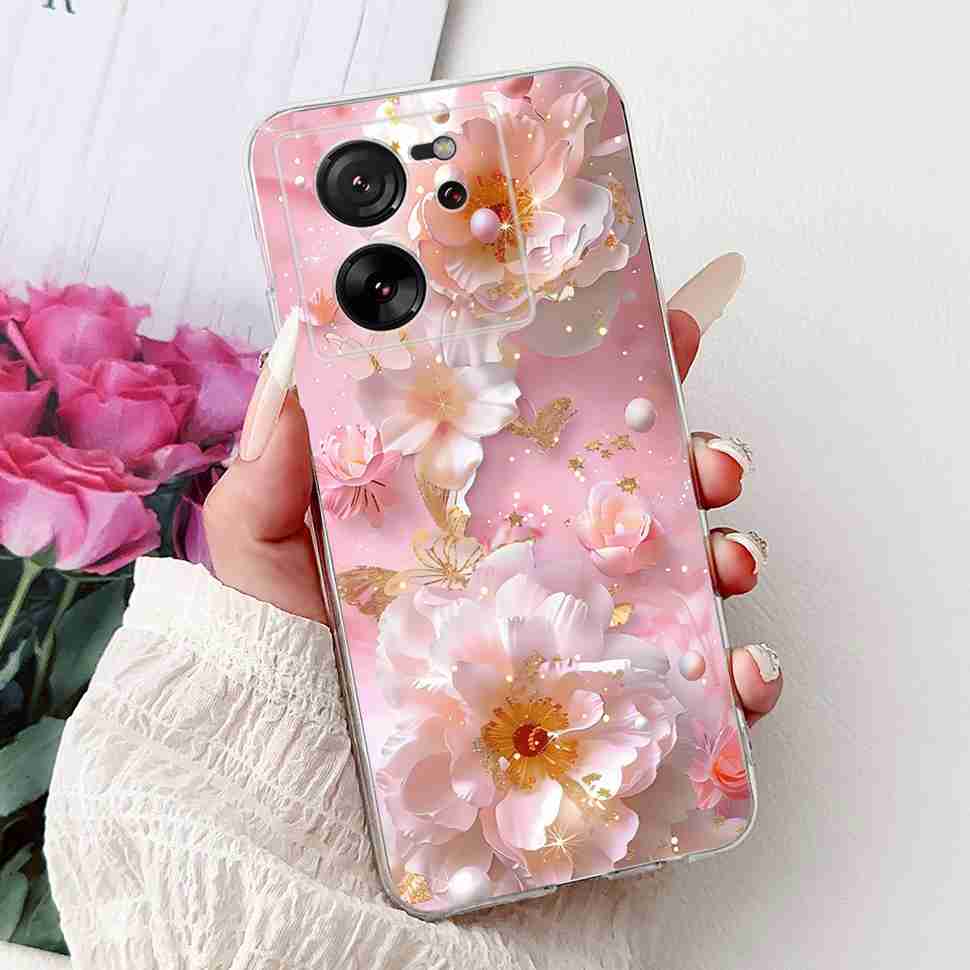 For Xiaomi Mi 13T 5G 6.67" Case Cartoon Bear Soft Silicone TPU Cover For Xiaomi Mi13T 5G 2306EPN60G 6.67" Colorful Flowers Shell