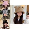 Cartoon Bear Fisherman Hat For Women Cute Warm Polyester Cap For Winter Outdoor Activities