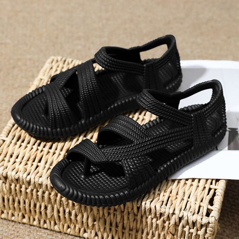 Cool Slippers Men's 2025 Summer New Hollow Breathable Men's Beach Shoes Trendy Versatile One-pedal Sandals Non-slip