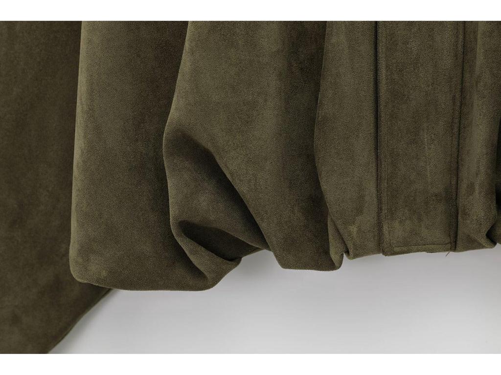 2025 Spring Bestseller: Green Suede Bomber Jacket Coat