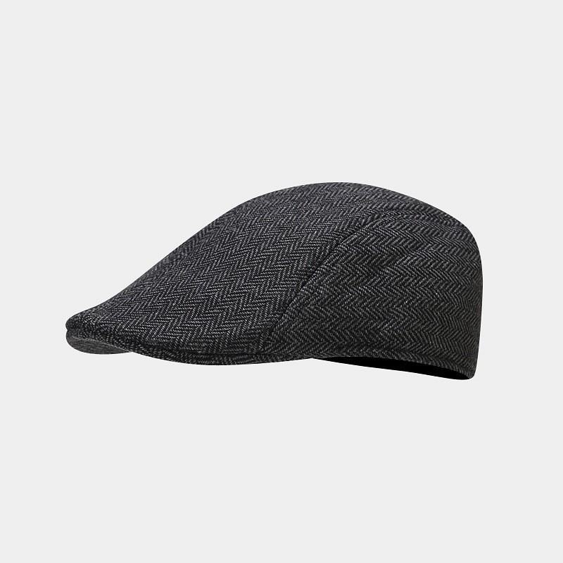 Vintage Style Beret Cap With Polyester Material For Cold Weather And Sun Protection чёрный