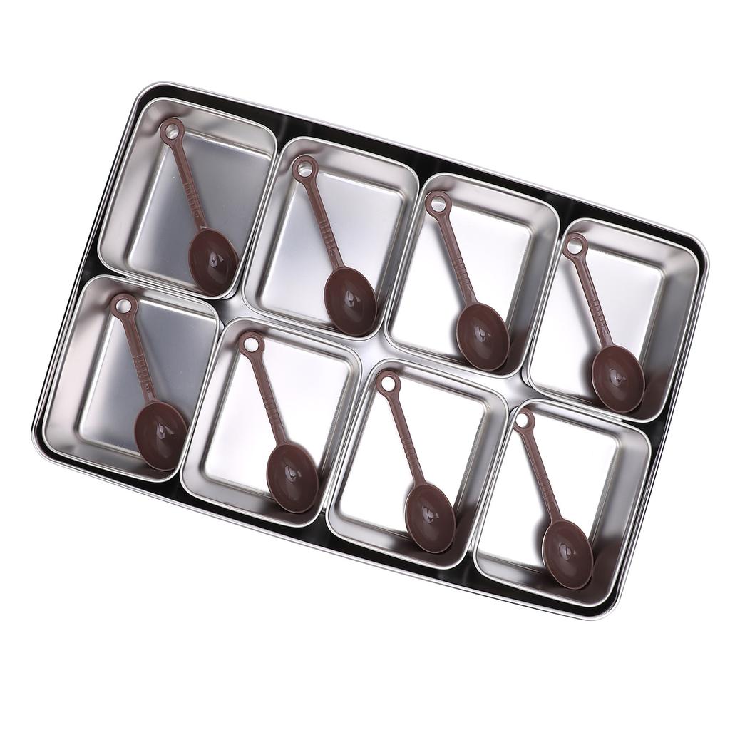 Condiment Caddy Server with 8 Containers Serving Tray Platter with 8 Spoons for Bar Accessories Fruit Salad Party