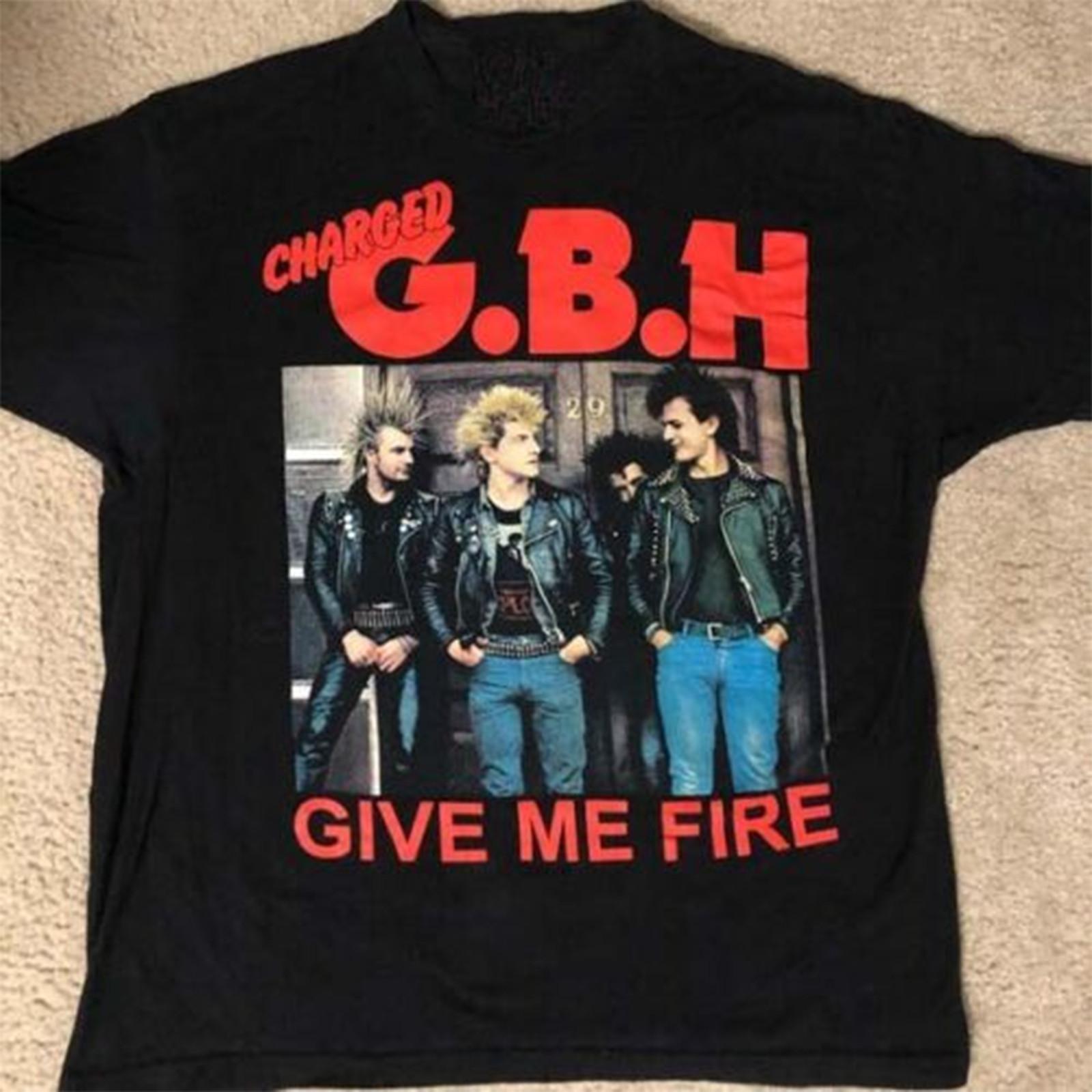Vintage Charged GBH Give Me Fire Cotton Black All Size Unisex T Shirt M