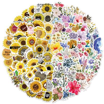 100 Adesivos Graffiti com Tema de Flores Decoração Personalizada Motocicleta Mala Adesivos Impermeáveis