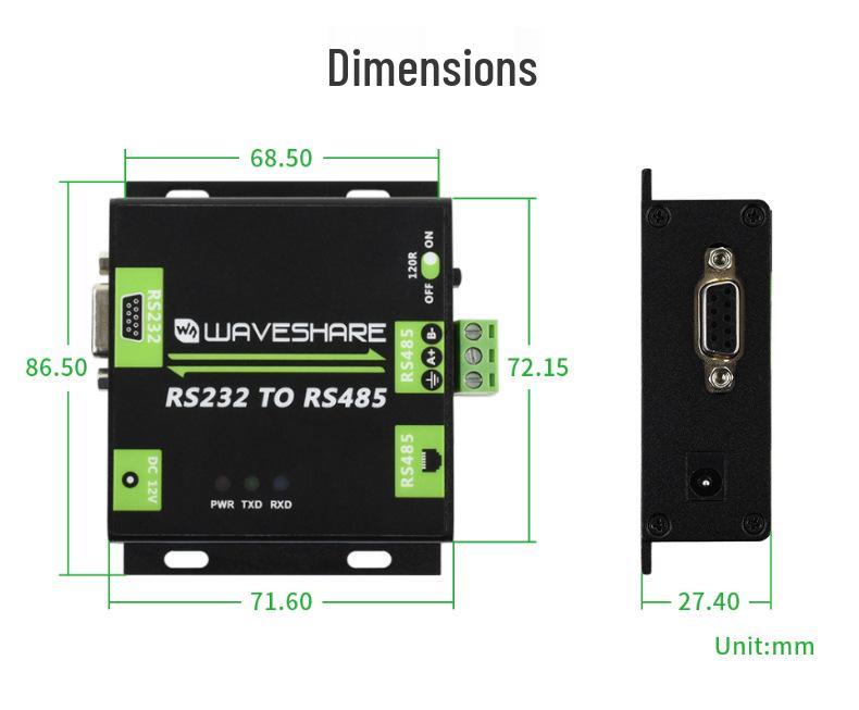 Industrial RS232 to RS485 Electromagnetic Isolation Converter, Bidirectional Serial Port to 485 Module
