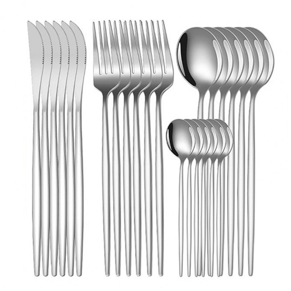 

24/30pcs Dinnerware Set Fork Spoon Set Stainless Steel Dinnerware Set for Family Gatherings Rust-proof Cutlery for 6 for Kitchen
