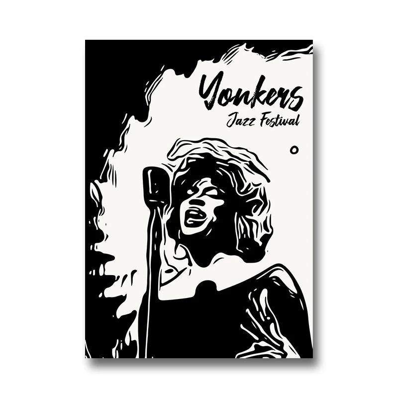 Vintage Jazz Festival Canvas Paintings Retro Jazz Club Poster and Print Wall Art Picture for Living Room Cuadros Home Decoration