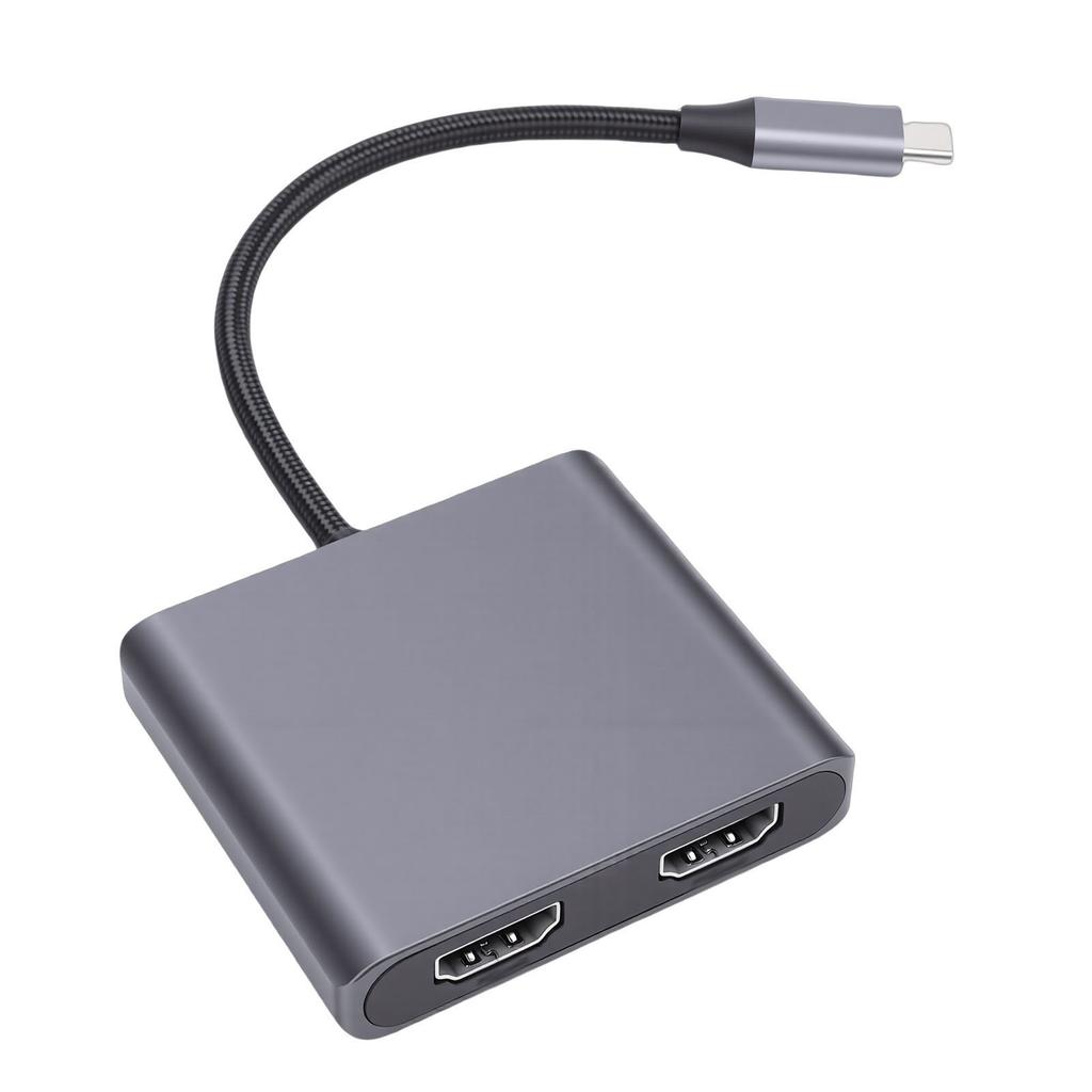 USB C to 2 HD Multimedia Adapter Support 4K 60Hz Extended and Mirrored Display Type C to HD Interface Splitter for Laptop