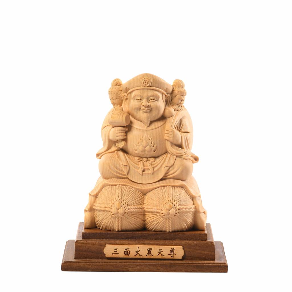 Hanro Art Daikokuten Buddha Seven Deities of Good Good Prosperity in Good Good Good Warding Off Misfortune x Width 13cm x Depth Sculpture, Three-faced