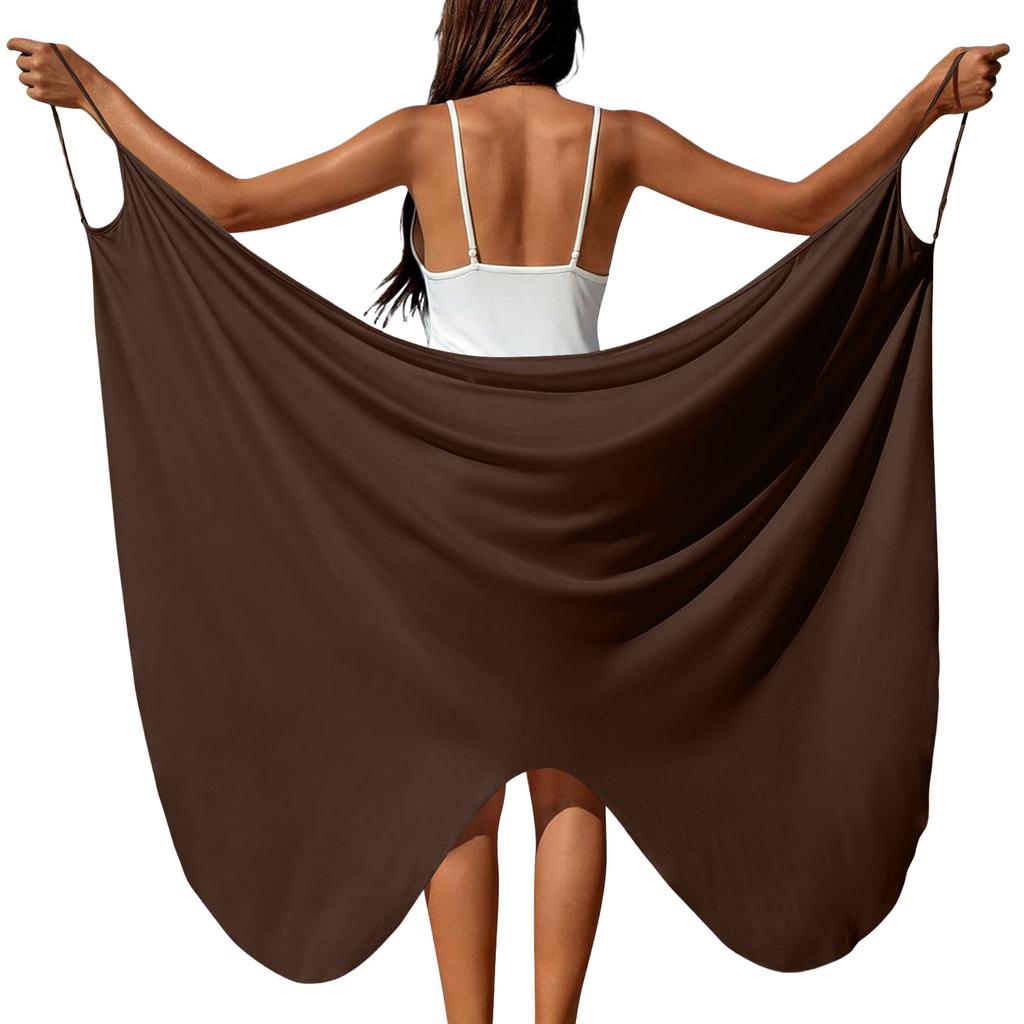 Women's Solid Beach Cover Up Cross Strap Wrap Dress for Swimsuit Lightweight Bathing Suit Outerwear for Vacation Resort