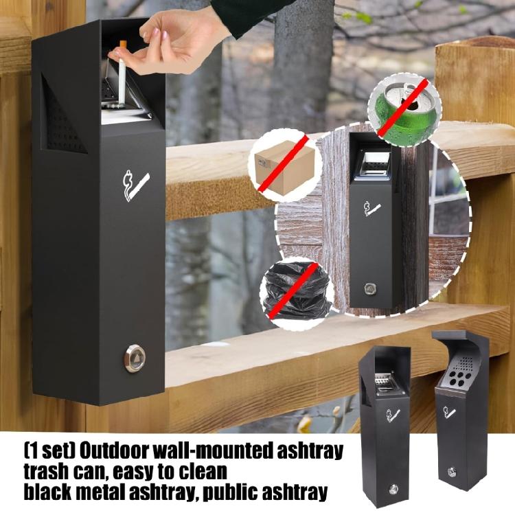 Durable Outdoor Mounted Trash Bin Weatherproof Bottom Opening Allows Fast Cleaning Includes Screws Simple Assembly