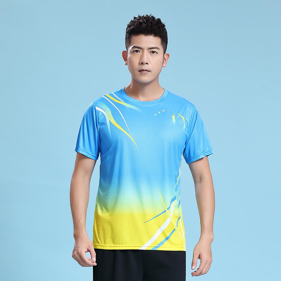 Men's Summer Sports Team Print Short Sleeve T-shirt for Running & Power Walking
