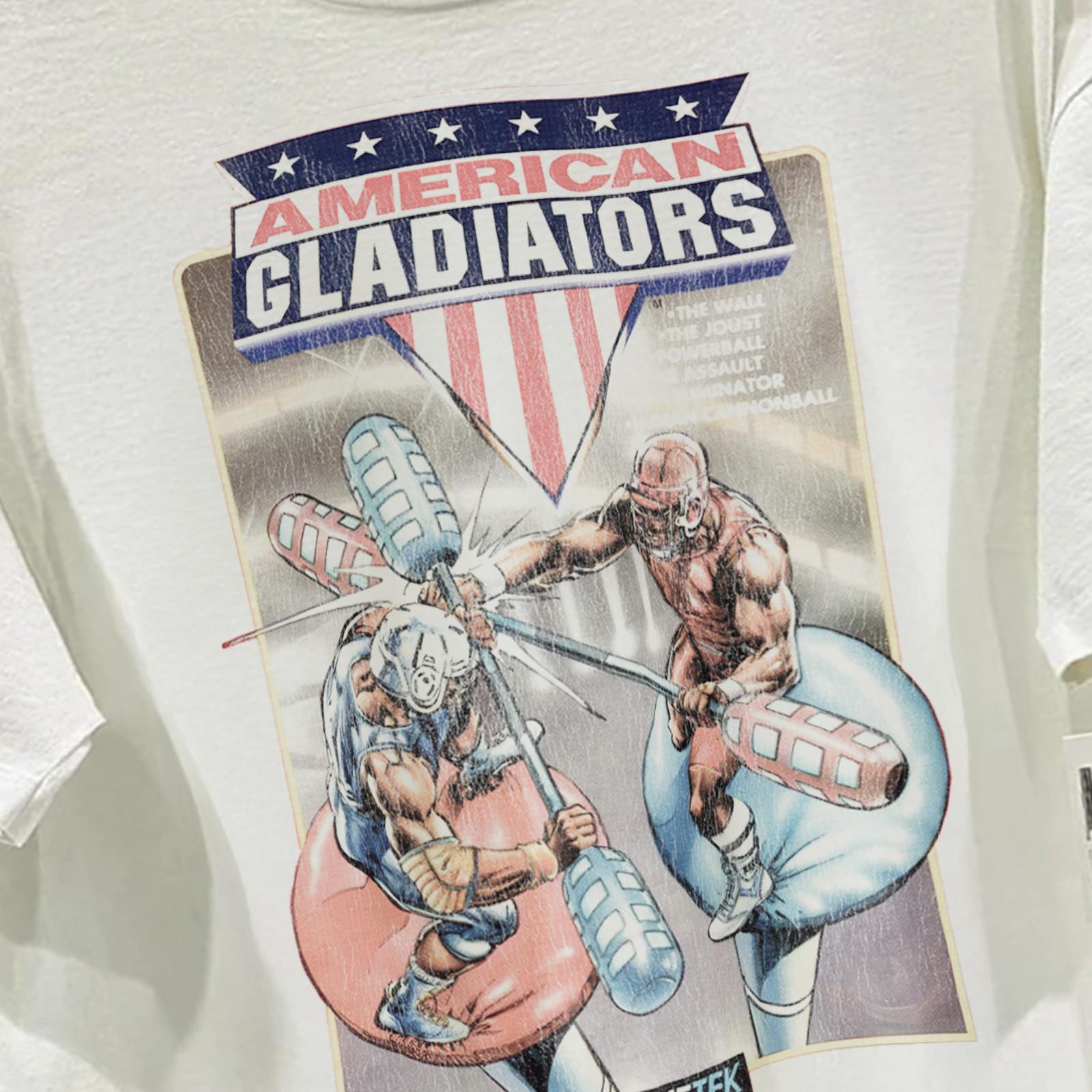 American Gladiators Retro Vintage Style T-Shirt Mens Womens Tees Top High Quality Graphic Print DTG S