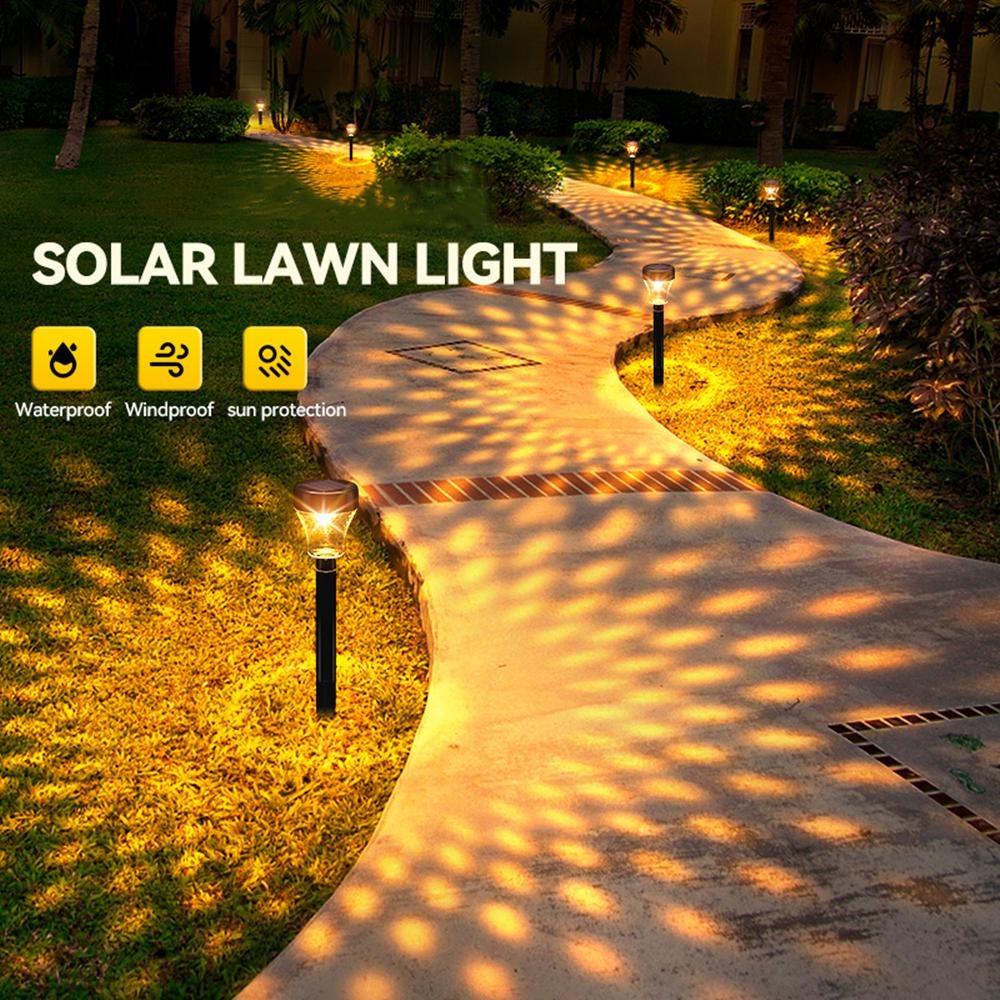 Lumini solare de exterior Lămpi noi de grădină alimentate Calea peisajului impermeabilă pentru curte, curte, iarbă, curte, iluminat decorativ cu LED