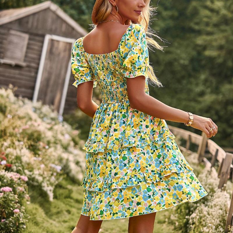 Romantic Dress Floral Long Sleeve Short Sleeve Cake