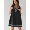 QICED Fashion Summer Spring Solid Color Print Sleeveless V-Neck Casual Dresses