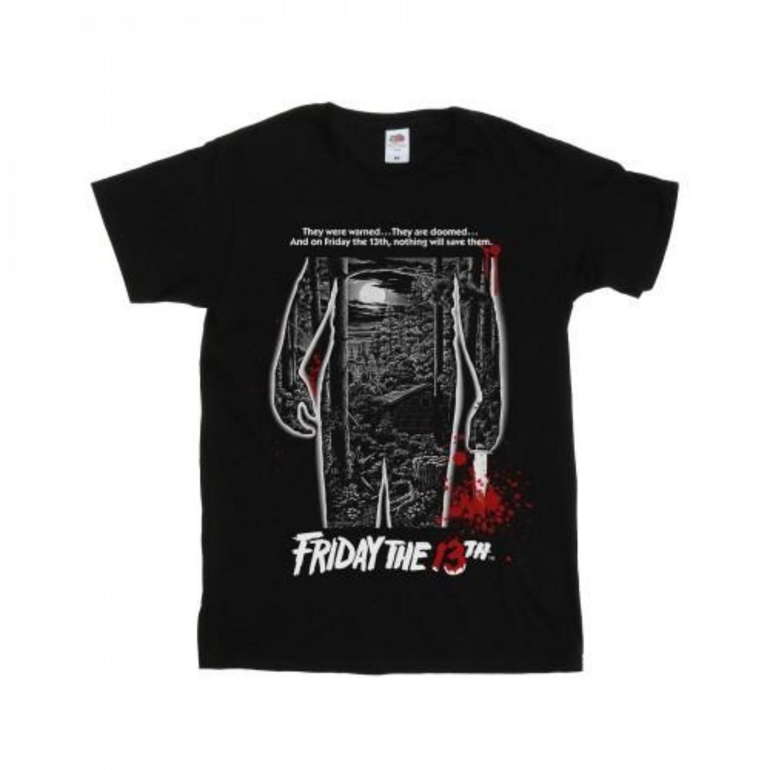 Friday The 13th Womens_Ladies Bloody Poster Cotton Boyfriend T-Shirt XXXXL