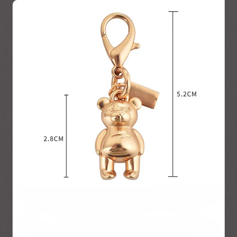 1Pc High-quality Alloy Keychains Pendant Golden Bear Flower Cherry Charms Lobster Clasp Badge Holder Car Keys DIY Accessories