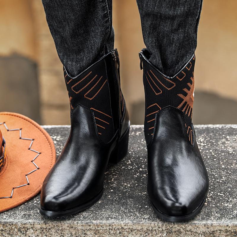 Fashion Men Boots Classic Ankle Boots Black and Brown High-heeled Side Zipper Fashion Brand Chelsea Boots Social Boots Sizes 38-46