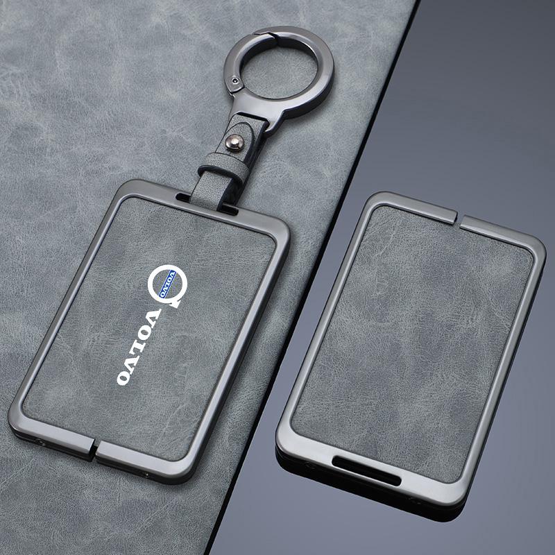 Hub Caps Car Leather Smart NFC Card Key Case Cover Shell Holder Keychain Bag For Volvo EM90 EX30 2024 Polestar Key Protection Ac