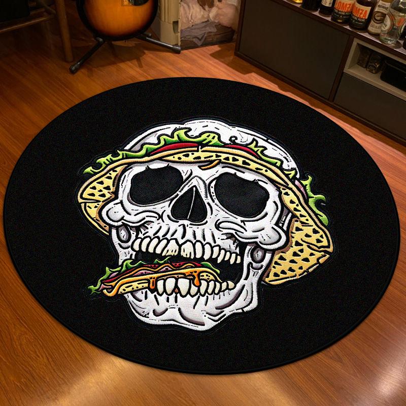 Round Funny Creative Carpet Smiling Face Skull Non-slip Floor Mat Comfortable Soft Bedroom Bedside Rugs Livroom Room Chair Mat