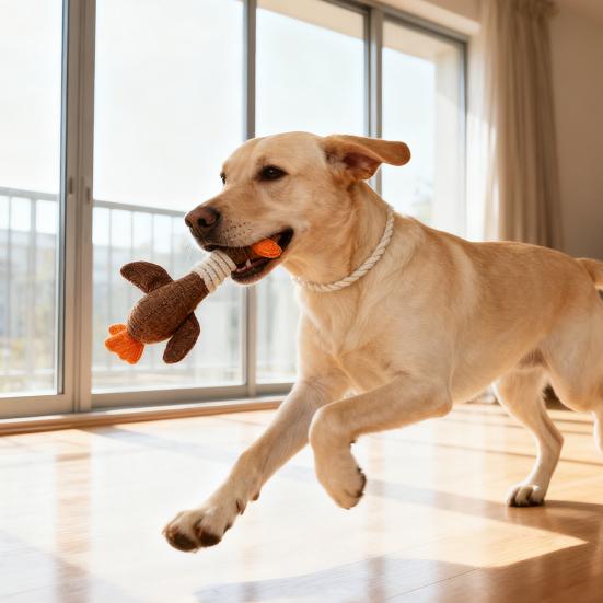 Indestructible Goose Dog Toy for Heavy Chewers Pet Stuffed Wild Goose Chew Toy with Squeaker Supports Healthy Chewing Instincts