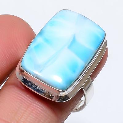 Natural Republic Larimar Edelstein 925 Massiv Sterlingsilber Geschenkring S.10 k1r35