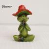 Vielseitige Tischdekorationen Yoga-Pilz Frosch Figur, Kreative Harzstatue, Niedliche Sitzende Tierfiguren Grünes Ornament für Zuhause Büro