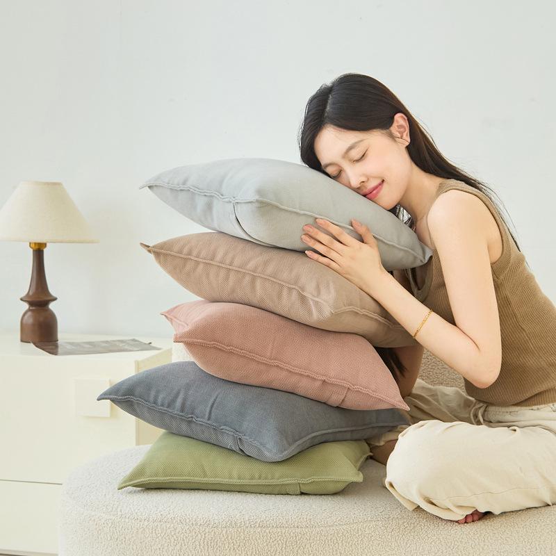 Minimalist Chenille Throw Pillow Cover, Thickened for Lumbar Support - Modern Style for Sofa & Car