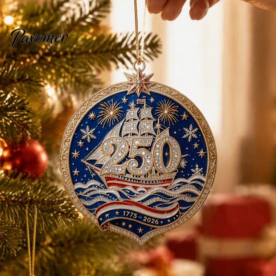 Historic 1776 to 2026 Ornament 250 Anniversary USA Christmas Ornament, United States 1776-2026 250th Patriotic Theme Party Supplies Keepsake, Acrylic