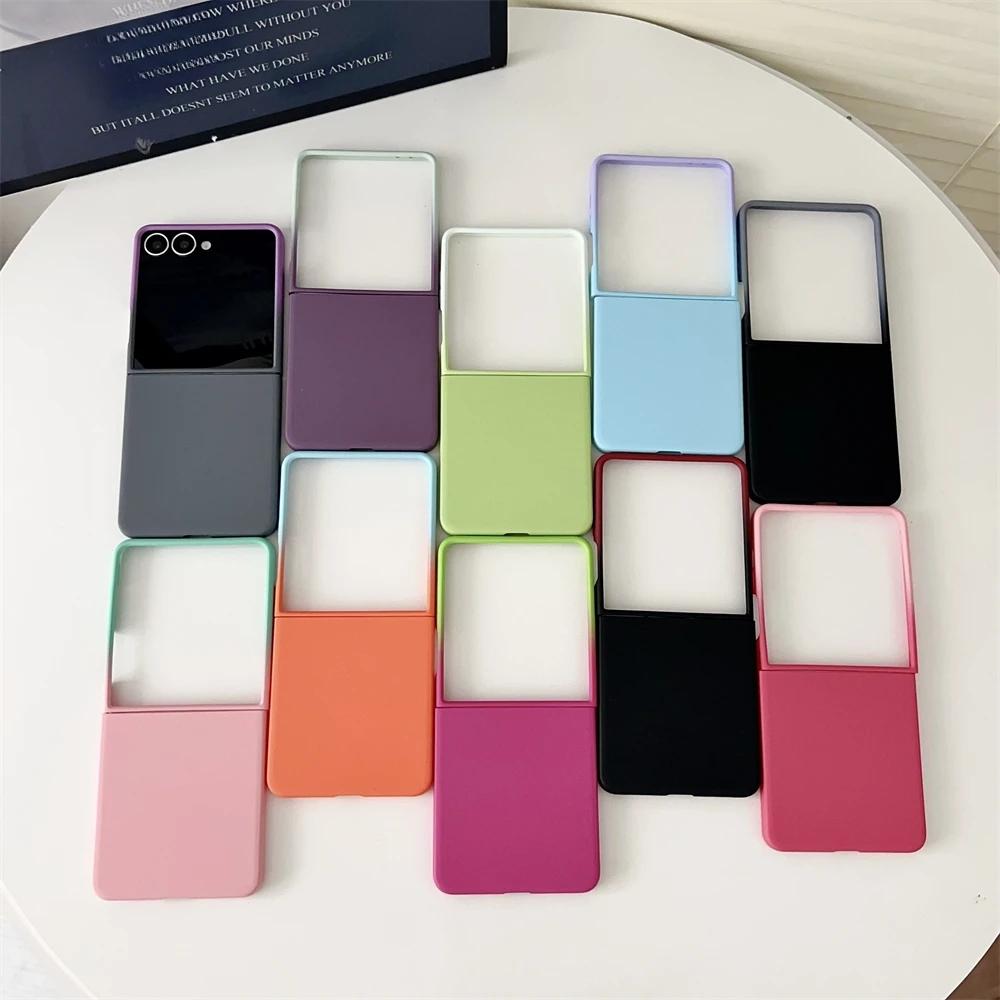 Luxury Matte Gradient Phone Case for Samsung Galaxy Z Flip 7 FE 6 5 4 3 Liquid Silicone Ultra Thin Shockproof Protect Soft Cover Skin Feel Back Shell