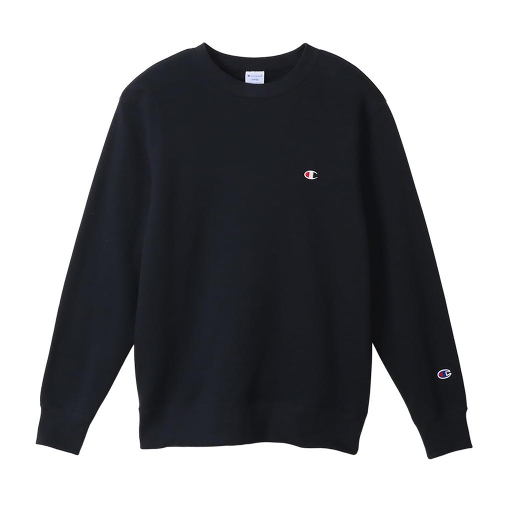 Champion Basic Crew Neck Long Embroidered Men's Sweatshirt, Navy, Sleeve, Fleece, Logo, C3-W001Z